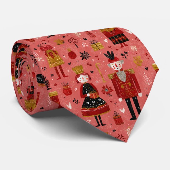 Whimsical Nötknäppare Julmönster Slips (Rullad)