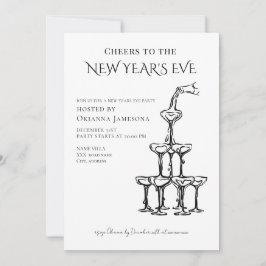 Whimsical Nyårsfirande Champagnefest Inbjudningar
