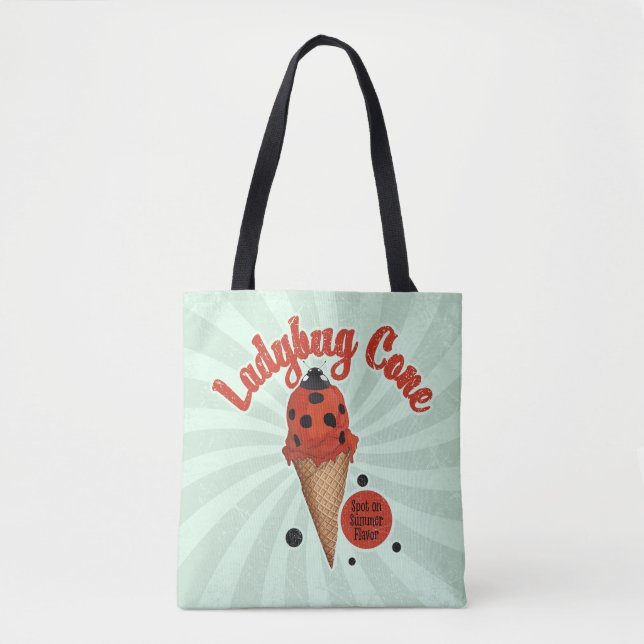 Whimsical Nyckelpiga | Retro Glasskonst Tygkasse (Framsida)