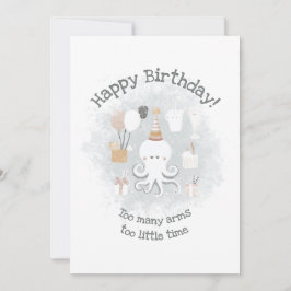 Whimsical Octopus "För många Armar" Julkort