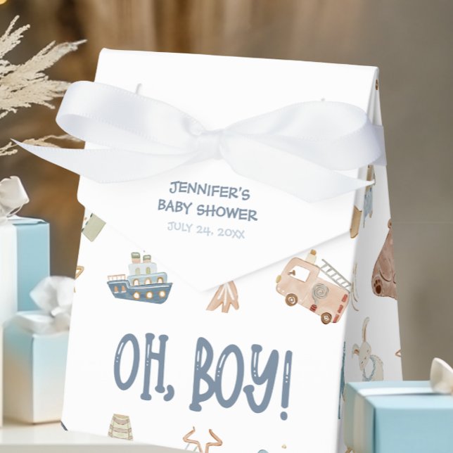 Whimsical Oh Boy Watercolor Doodle Baby Shower Presentaskar (Skapare uppladdad)
