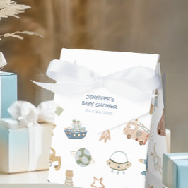 Whimsical Oh Pojke Vattenfärg Doodle Baby Shower Presentaskar