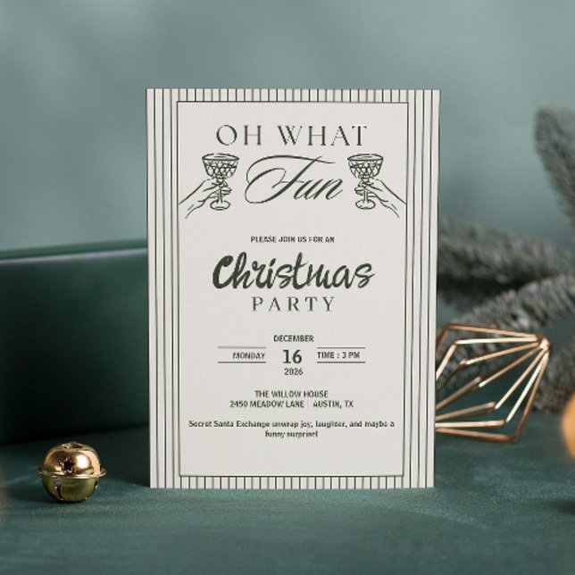 Whimsical Oh What Fun Cocktail Julfest  Julkort (oh what fun holiday party)