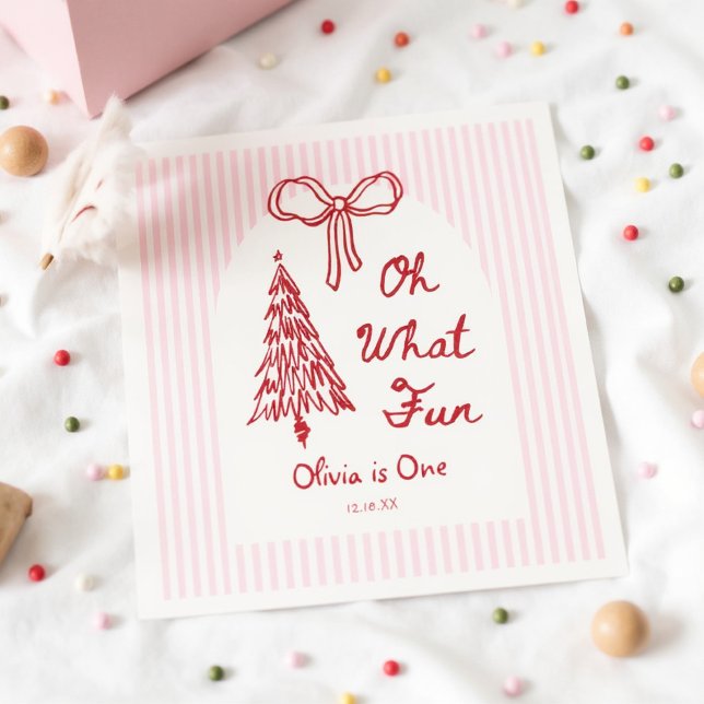 Whimsical Oh What Fun Girl 1st Birthday Party Pappersservett (Skapare uppladdad)