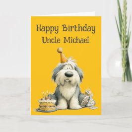 Whimsical Old English Sheepdog Birthday Card Kort