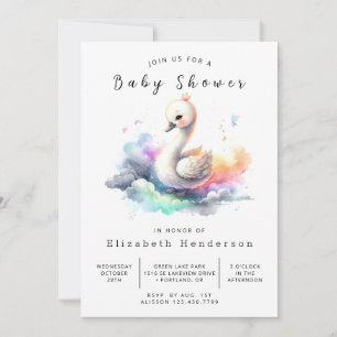 Whimsical Online Svan Baby Shower Inbjudningar
