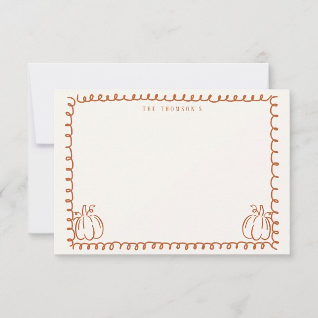 Whimsical orange höstpumpa anteckningskort (Framsida)