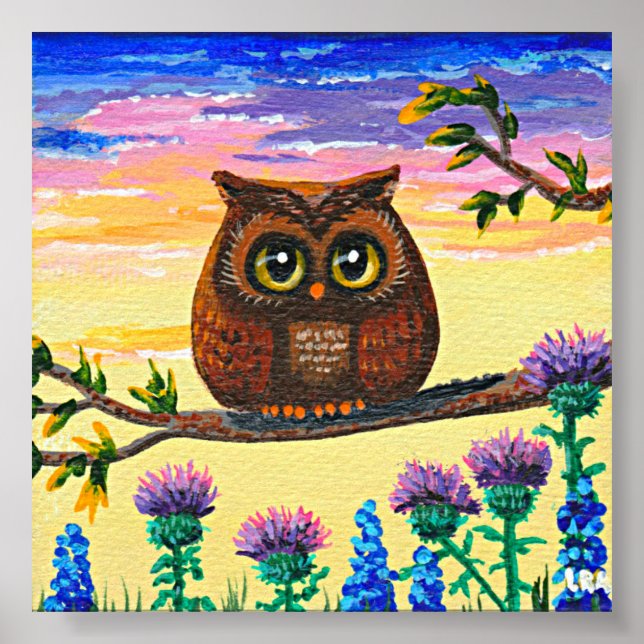 Whimsical Owl Art Art Skogs Creationarts Poster (Framsidan)