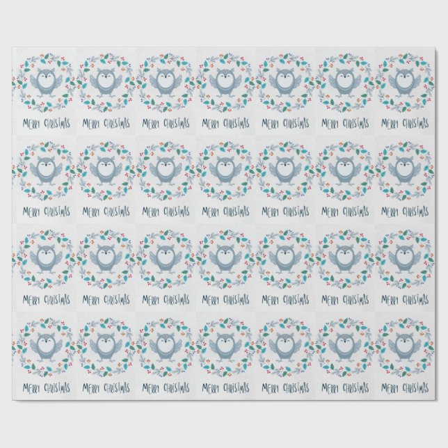 Whimsical Owl Christmas Wrapping Paper  Presentpapper (Platt)