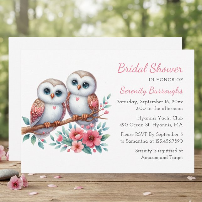 Whimsical Owl Couple Woodland Bridal Shower Inbjudningar (Skapare uppladdad)