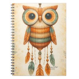 Whimsical Owl Dreamcatcher Boho Anteckningsbok