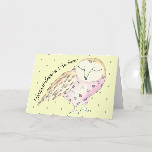 Whimsical Owl Personlig Kort (Framsida)