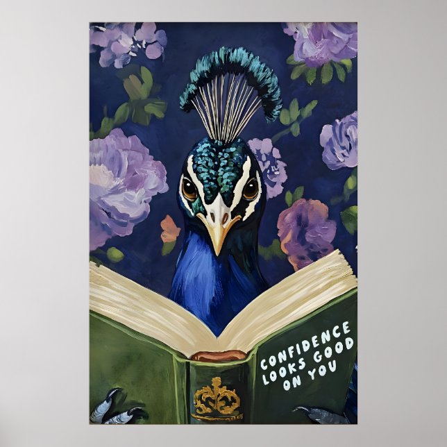 Whimsical Påfågel Läsande Motiverande Citat Poster (Framsidan)
