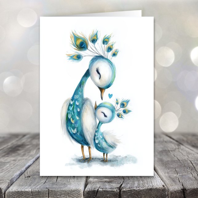 Whimsical Påfågel Mors Dag Helgkort (Skapare uppladdad)