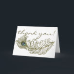 Whimsical Påfågelsfjäder Tacksamhetskort Tack Kort<br><div class="desc">Whimsical Påfågelsfjäder Tacksamhetskort 
 
 Whimsical illustration av en grön utsmyckad påfågelsfjäder. Detta enkla men klassiska tacksamhetskort är perfekt för bröllop,  baby shower,  bröllops shower och andra evenemang.</div>