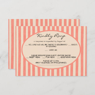Whimsical Painted Pinstripes Wedding RSVP Card Inbjudningar