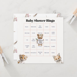 Whimsical Pajama Animals: Baby Shower Bingo Kort