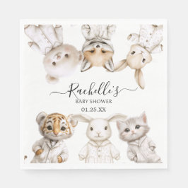 Whimsical Pajama Animals: Soft Pastel Party Accent Pappersservett