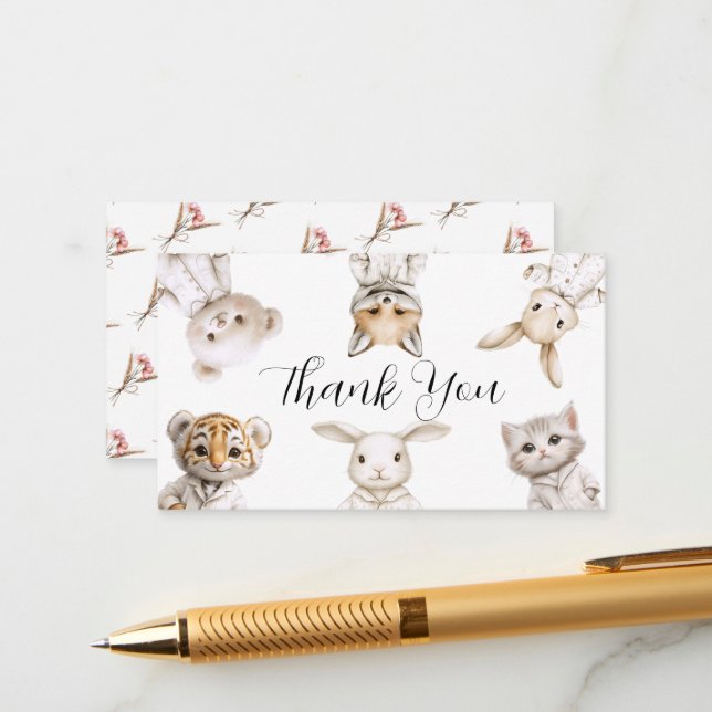 Whimsical Pajama Animals: Thank You  Tilläggskort (Fram/Back In Situ)