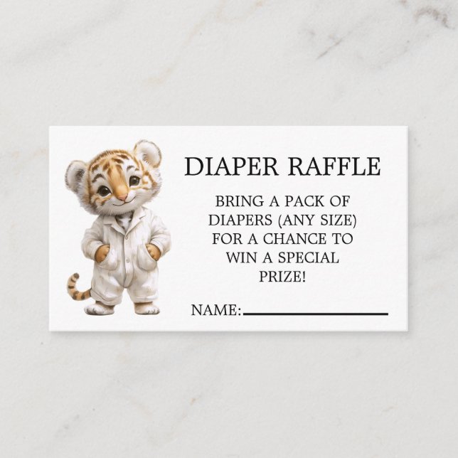 Whimsical Pajama Parade Tiger Diaper Raffle Tilläggskort (Framsida)