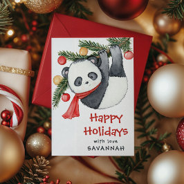 Whimsical Panda Classroom Christmas Julkort