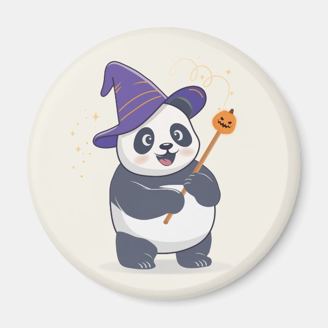 Whimsical Panda Trollkarl med Magisk Hatt Magnet (Framsidan)