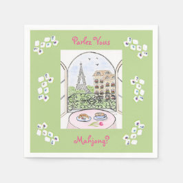 Whimsical Paris and Eiffel Tower Parley MAHJONG Pappersservett
