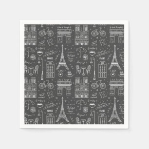 Whimsical Paris Doodles Mönster Pappersservett