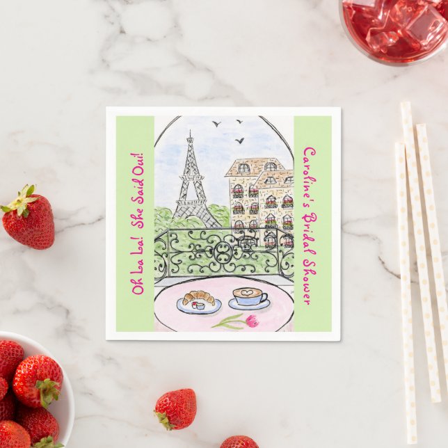 Whimsical Paris Eiffeltornet BRUDMÖSSA  Pappersservett (Insitu)