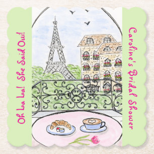 Whimsical Paris Eiffeltornet BRUDMÖSSA Underlägg Papper
