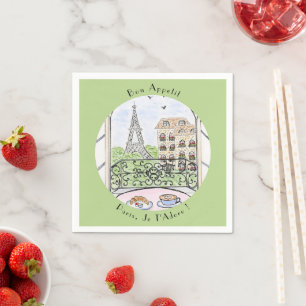 Whimsical Paris Eiffeltornet Jag älskar dig! Bon Pappersservett
