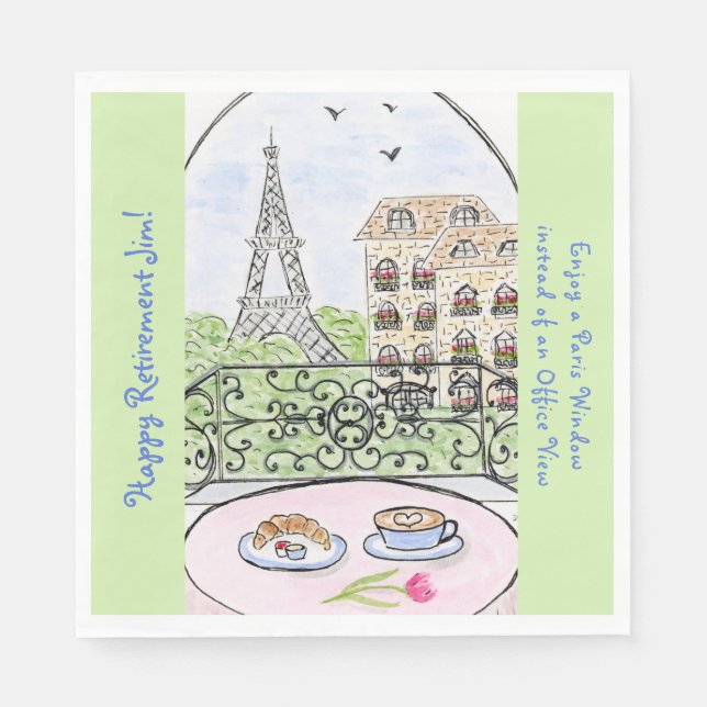 Whimsical Paris Eiffeltornet PENSION Namn Pappersservett (Framsidan)
