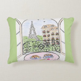 Whimsical Paris och Eiffel Torn Prydnadskudde