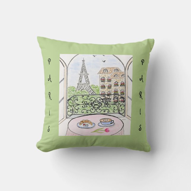 Whimsical Paris och Eiffeltornet  Kudde (Framsida)