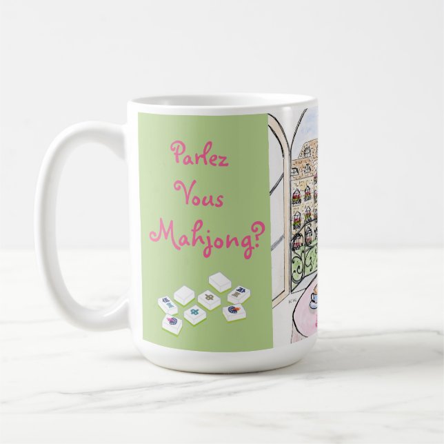 Whimsical Paris och Eiffeltornet MAHJONG Kaffemugg (Vänster)