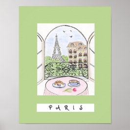 Whimsical Paris och Eiffeltornet "PARIS" Poster