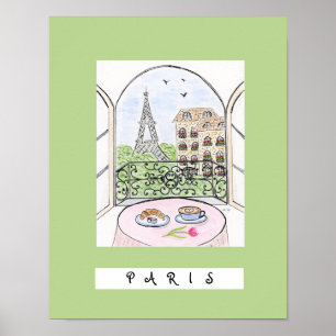 Whimsical Paris och Eiffeltornet "PARIS" Poster
