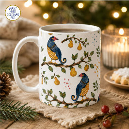 Whimsical Partridge Päronträd Blå Jul Kaffemugg