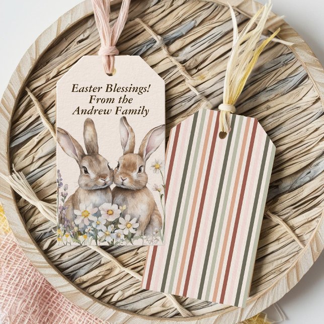 Whimsical Påsk Pastel Anpassningsbar Bunny Presentetikett (Whimsical Easter Pastel Custom Bunny Gift Tags)
