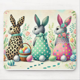 Whimsical Påsk Trio Patterned Bunnies Mouse Pad Musmatta