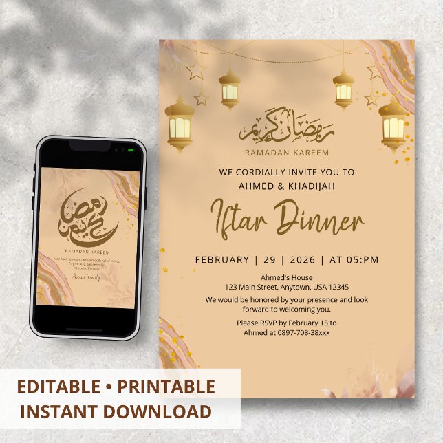 Whimsical Pastel Agate Ramadan Iftar Dinner Inbjudningar (Skapare uppladdad)