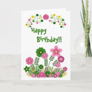 Whimsical Pastel Blommigt Grattis på födelsedagen Kort