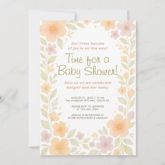 Whimsical Pastel Blommigt Watercolor Baby Shower Inbjudningar