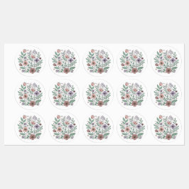 Whimsical Pastel Blommigt Wildblomme Sticker