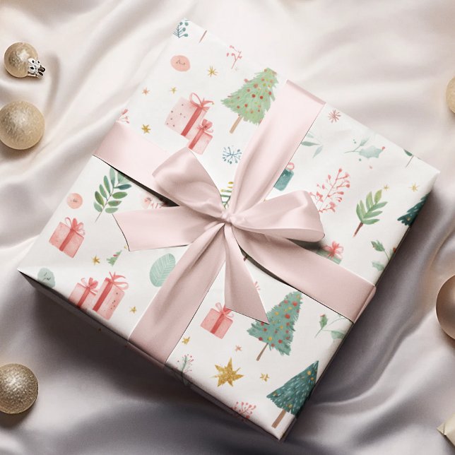 Whimsical Pastel Christmas Pattern Wrapping Paper Presentpapper (Skapare uppladdad)