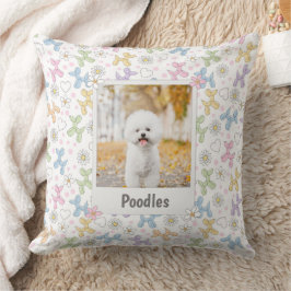  Whimsical Pastel Custom Photo Poodle Throw Pillow Kudde