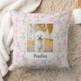  Whimsical Pastel Custom Photo Poodle Throw Pillow Kudde