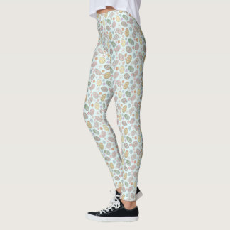 Whimsical Pastel Cute Easter Eggs Floral Pattern  Leggings