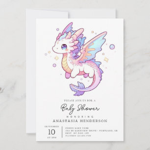 Whimsical Pastel Dragon Baby Shower Inbjudningar