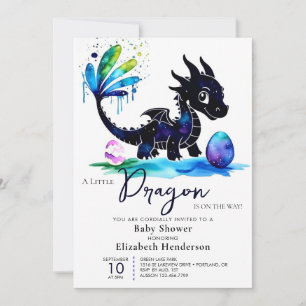 Whimsical Pastel Dragon Boy Shower Inbjudningar